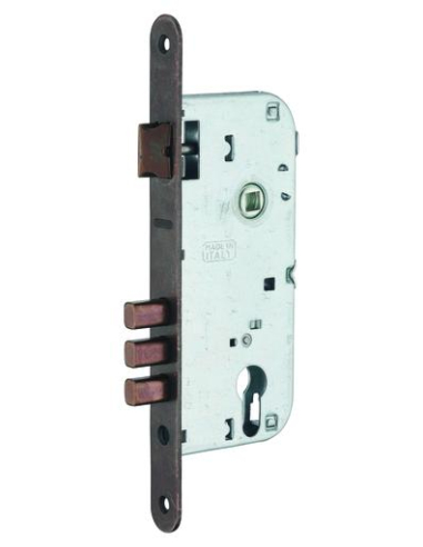 Boitier de serrure encastrable à cylindre pour porte d'entrée, axe 45mm, entraxe 85mm, bouts ronds, chrome - THIRARD Serrures...