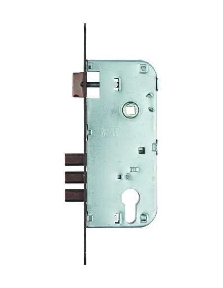 Boitier de serrure encastrable à cylindre pour porte d'entrée, axe 45mm, entraxe 85mm, bouts ronds, chrome - THIRARD Serrures...