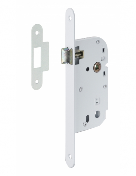 Serrure encastrable pour porte intérieure, axe 50mm, bouts ronds, blanc - THIRARD Serrures encastrables