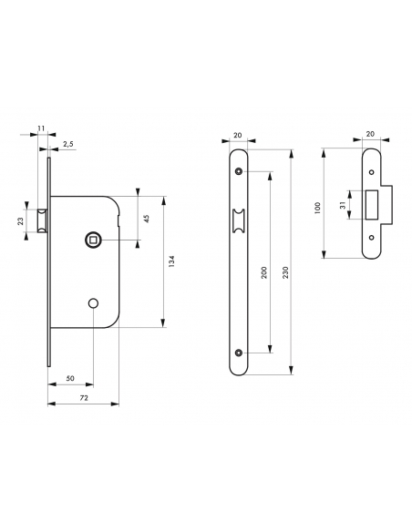 Serrure encastrable pour porte intérieure, axe 50mm, bouts ronds, blanc - THIRARD Serrures encastrables