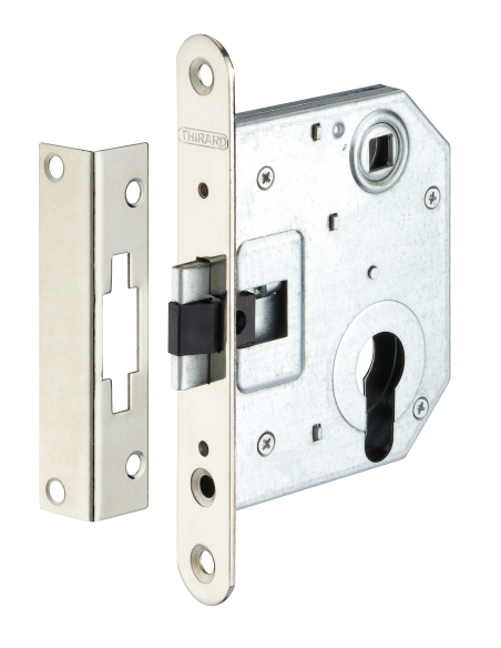 Boitier de serrure encastrable à cylindre pour porte d'entrée, axe et entraxe 55mm, bouts ronds - THIRARD Serrures encastrables