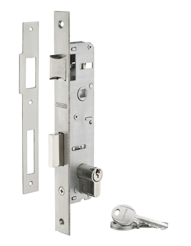Boitier de serrure encastrable à cylindre pour menuiserie métallique, axe 25mm, bouts carrés, zingué - THIRARD Serrures encas...