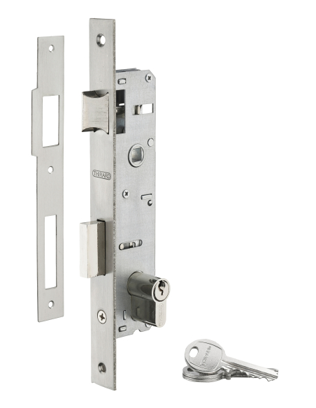 Boitier de serrure encastrable à cylindre pour menuiserie métallique, axe 25mm, bouts carrés, zingué - THIRARD Serrures encas...