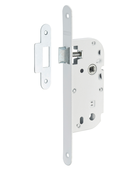 Serrure encastrable pour porte intérieure, axe 40mm, bouts ronds, blanc - THIRARD Serrures encastrables