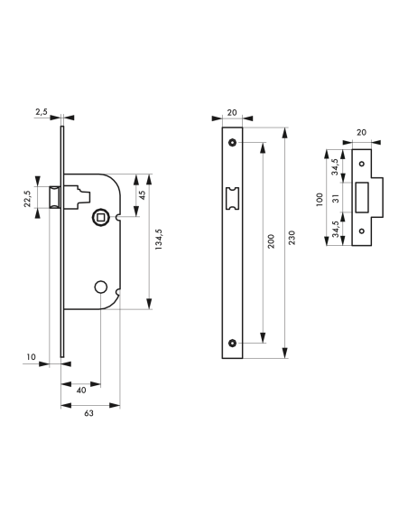 Serrure encastrable pour porte intérieure, axe 40mm, bouts ronds, zinc - THIRARD Serrures encastrables