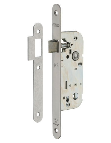 Serrure encastrable NF pour porte intérieure, axe 40mm, bouts ronds, inox - THIRARD Serrures encastrables
