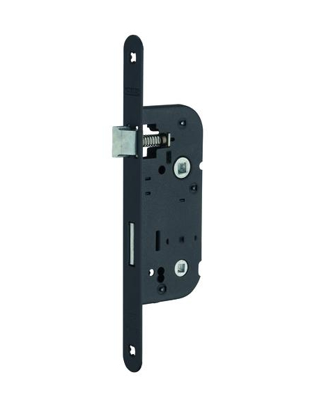 Serrure encastrable à condamnation pour porte de salle de bain et toilettes, axe 40mm, bouts ronds, noir - THIRARD Serrures e...