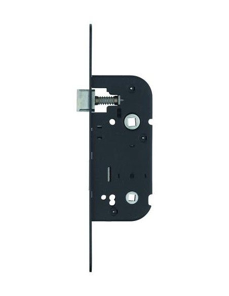Serrure encastrable à condamnation pour porte de salle de bain et toilettes, axe 40mm, bouts ronds, noir - THIRARD Serrures e...