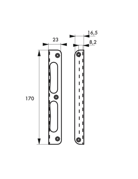 Gâche équerre zinguée à bouts ronds, retour 8mm, hauteur 170mm - THIRARD Gâche de porte