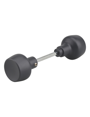 Bouton double rond, gris, pour serrrue Horga, 1 portée, carré 6mm, longueur 100mm - THIRARD Serrures 3 points Horga