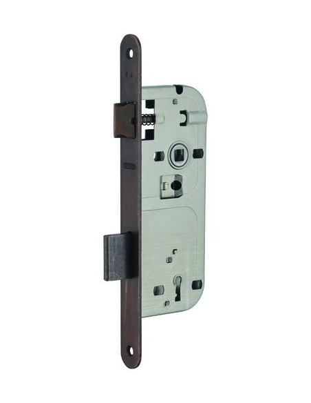 Boitier de serrure encastrable à clé pour porte de chambre, axe 40mm, entraxe 90mm, bouts ronds, bronze - THIRARD Serrures en...