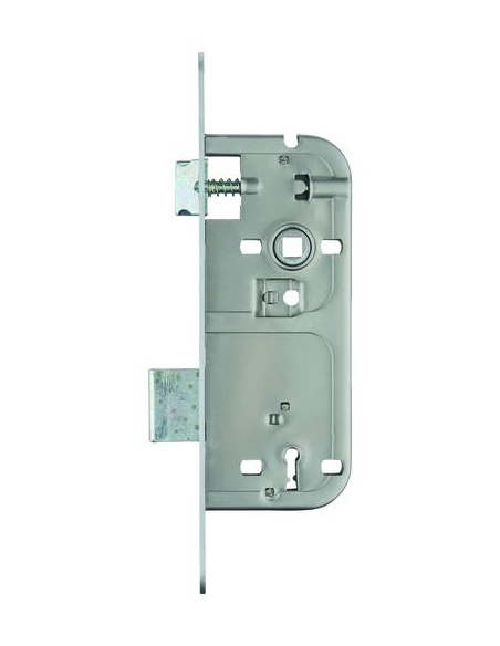 Boitier de serrure encastrable à clé pour porte de chambre, axe 40mm, entraxe 90mm, bouts ronds, chrome opaque - THIRARD Serr...