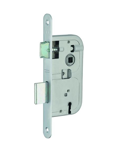 Serrure encastrable à clé pour porte de chambre, axe 45mm, bouts ronds, 1 clé, têtière chrome opaque - THIRARD Serrures encas...