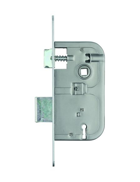 Serrure encastrable à clé pour porte de chambre, axe 45mm, bouts ronds, 1 clé, têtière chrome opaque - THIRARD Serrures encas...