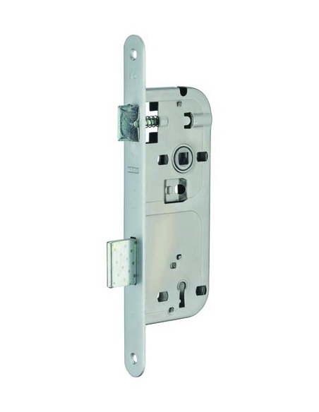 Boitier de serrure encastrable à clé pour porte de chambre, axe 45mm, entraxe 90mm, bouts ronds, chrome opaque - THIRARD Serr...