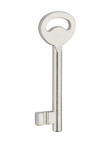 Serrure encastrable à clé pour porte de chambre, axe 50mm, bouts ronds, pene dormant, chrome - THIRARD Serrures encastrables