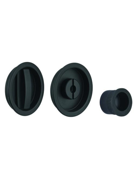 Serrure encastrable à crochet à condamnation pour porte coulissante, axe 50mm, bouts ronds, noir - THIRARD Serrures encastrables