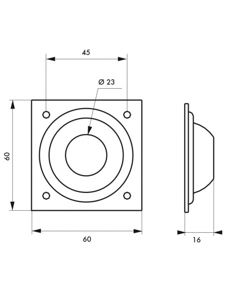 Entrée à cuvette pour verrou, Ø23mm, laiton chromé - THIRARD Entrée à cuvette