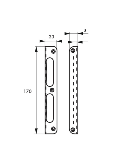 Gâche équerre zinguée à bouts ronds, retour 8mm, hauteur 170mm - THIRARD Gâche de porte