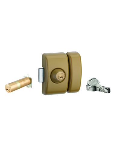 Verrou universel Transit 2 ajustable, double cylindre, bronze, 5 clés - THIRARD Verrou de porte