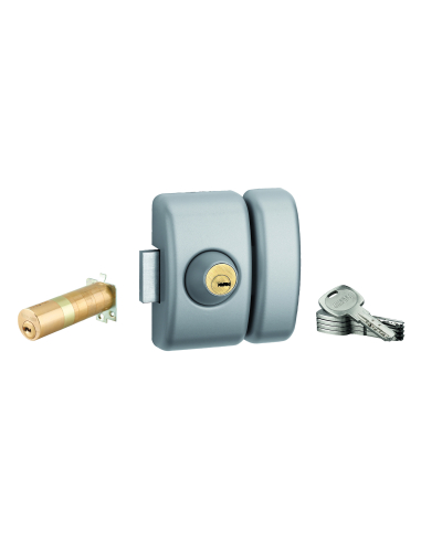 Verrou universel Transit 2 ajustable, double cylindre, argent, 5 clés - THIRARD Verrou de porte