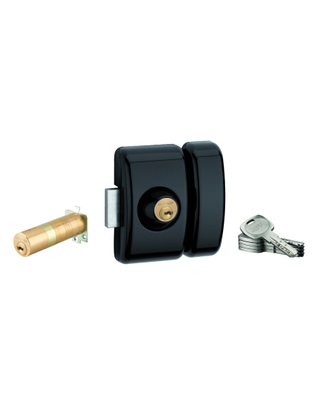 Verrou universel Transit 2 ajustable, double cylindre, noir, 5 clés - THIRARD Verrou de porte