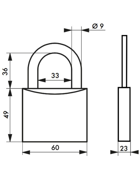 Cadenas à clé Type 1, laiton, intérieur, anse acier, 60mm, 2 clés - THIRARD Cadenas à clé