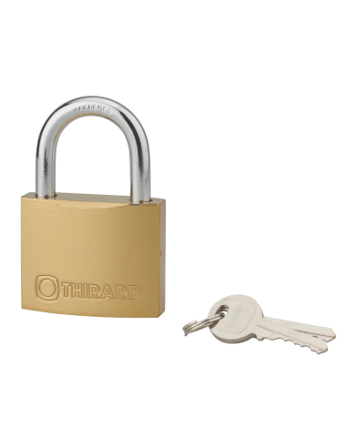 Cadenas à clé Type 1, laiton, intérieur, anse acier, 75mm, 2 clés - THIRARD Cadenas à clé