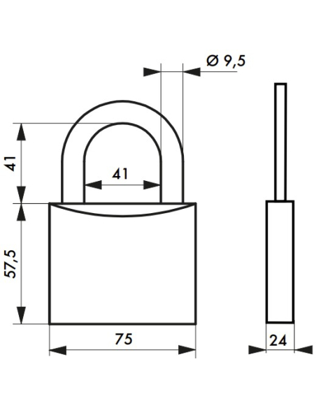 Cadenas à clé Type 1, laiton, intérieur, anse acier, 75mm, 2 clés - THIRARD Cadenas à clé