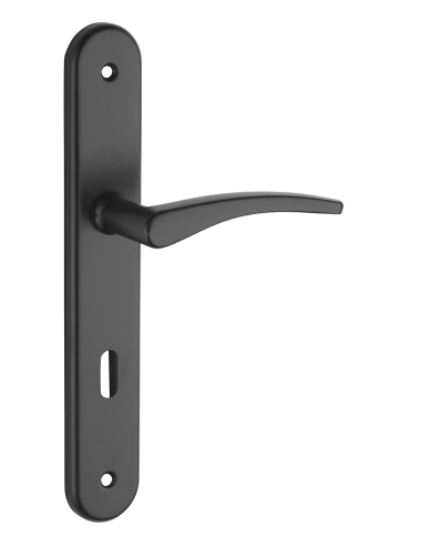 Ensemble de poignées pour porte de chambre Vesta trou de clé, carré 7mm, entr'axes 195mm, noir - THIRARD Poignée
