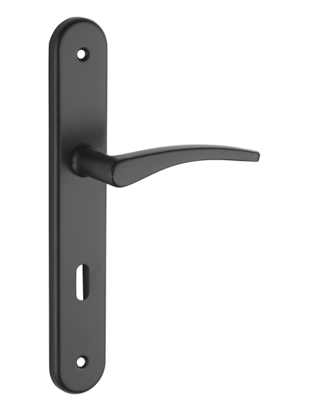 Ensemble de poignées pour porte de chambre Vesta trou de clé, carré 7mm, entr'axes 195mm, noir - THIRARD Poignée
