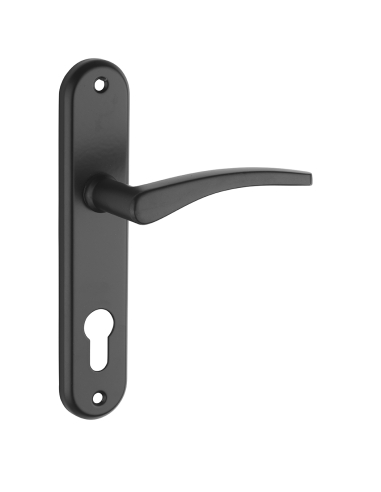Ensemble de poignées pour porte d'entrée Vesta trou de cylindre, carré 7mm, entr'axes 165mm, noir - THIRARD Poignée