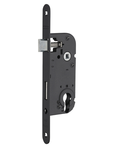 Boitier de serrure encastrable à cylindre pour porte d'entrée, axe 40mm, bouts carrés, cylindre 30x30mm, noir - THIRARD Serru...