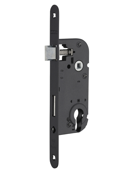 Boitier de serrure encastrable à cylindre pour porte d'entrée, axe 40mm, bouts carrés, cylindre 30x30mm, noir - THIRARD Serru...
