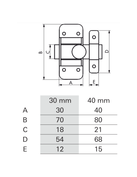 Targette pour porte de meuble, acier, pêne plat 21mm, zingué - THIRARD Targette