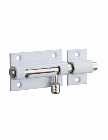 Targette pour porte de meuble, laiton poli blanc, pêne Ø 8mm, 50x30mm - THIRARD Targette