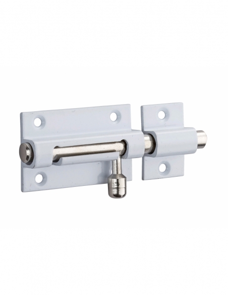 Targette pour porte de meuble, laiton poli blanc, pêne Ø 8mm, 50x30mm - THIRARD Targette