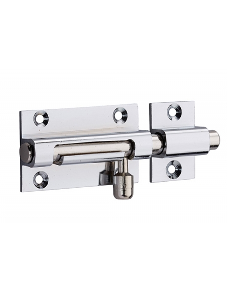 Targette pour porte de meuble, laiton chromé, pêne Ø 8mm, 70x30mm - THIRARD Targette