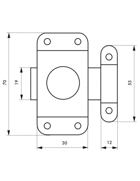 Verrou pour porte d'ameublement, 30mm, acier zingué - THIRARD Verrou de meuble