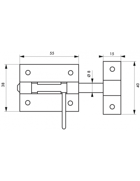 Targette pour portail ou box, pêne Ø 8mm, acier - THIRARD Verrou de portail