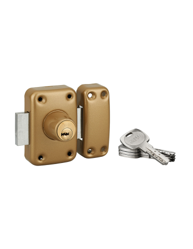 Verrou double entrée Transit 2 pour porte d'entrée, cylindre 40mm, 4 clés, époxy or - THIRARD Verrous de porte d'entrée