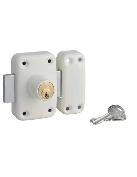Verrou double entrée Apache pour porte d'entrée, cylindre 45mm, acier, 3 clés, époxy blanc - THIRARD Verrou de porte