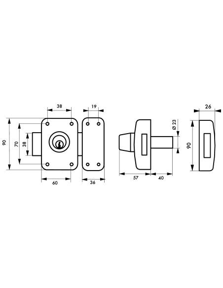 Verrou double entrée Apache pour porte d'entrée, cylindre 40mm, acier, 3 clés, époxy or - THIRARD Verrou de porte