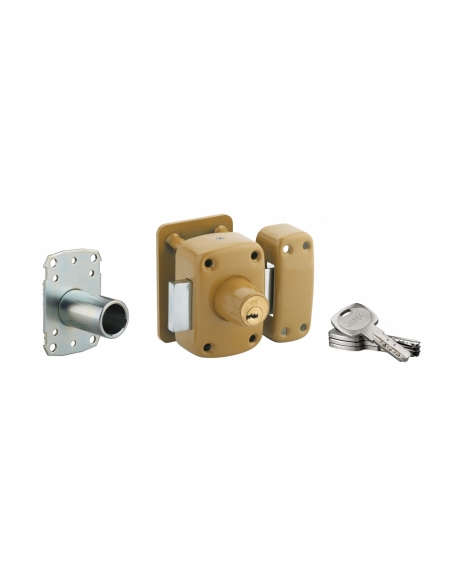Verrou double entrée Transit 2 A2P* pour porte d'entrée, cylindre 40mm, acier, 4 clés, époxy bronze - THIRARD Verrou de porte