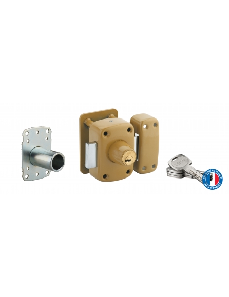 Verrou double entrée Transit 2 A2P* pour porte d'entrée, cylindre 40mm, acier, 4 clés, époxy bronze - THIRARD Verrou de porte
