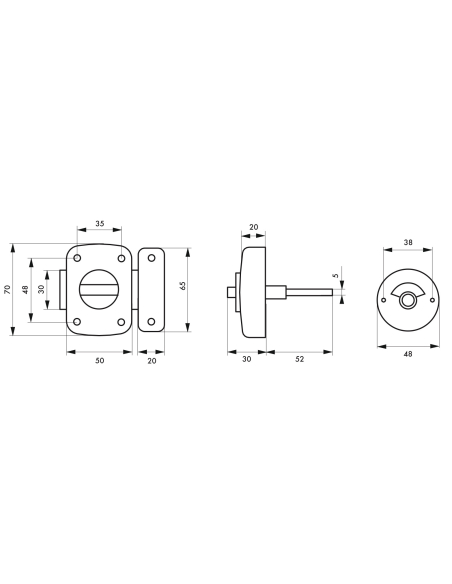 Verrou automatique alouette pour WC, 50mm, époxy argent - THIRARD Verrous de salle de bain