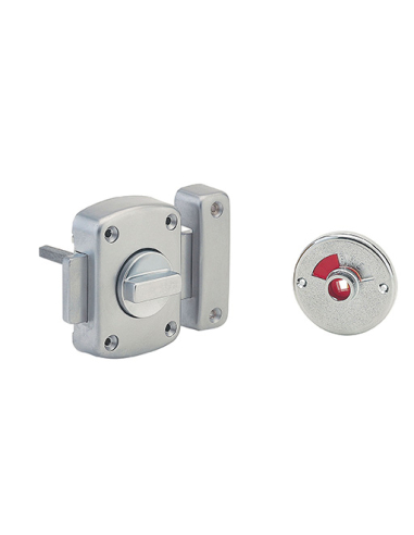 Verrou automatique alouette pour WC, 50mm, époxy argent - THIRARD Verrous de salle de bain