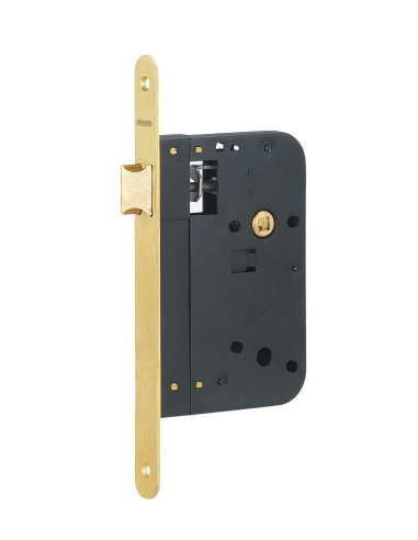 Serrure encastrable pour porte intérieure, axe 70mm, bouts ronds, laiton brossé - THIRARD Serrures encastrables