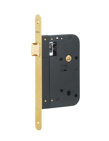 Serrure encastrable pour porte intérieure, axe 70mm, bouts ronds, laiton brossé - THIRARD Serrures encastrables