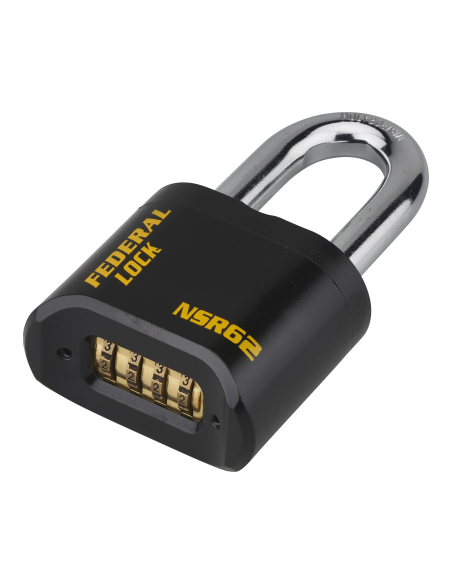 Cadenas à combinaison Fédéral Lock SRH, acier, 4 chiffres, chantier, anse acier, 62mm, noir - THIRARD Cadenas à combinaison